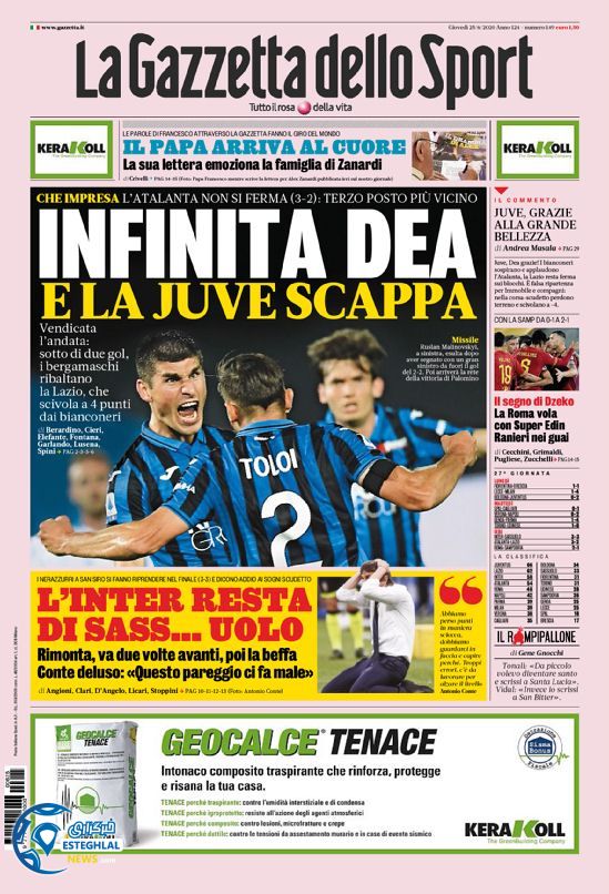 روزنامه ورزشی گاتزتا دلو اسپورت پنجشنبه 5 تیر 1399