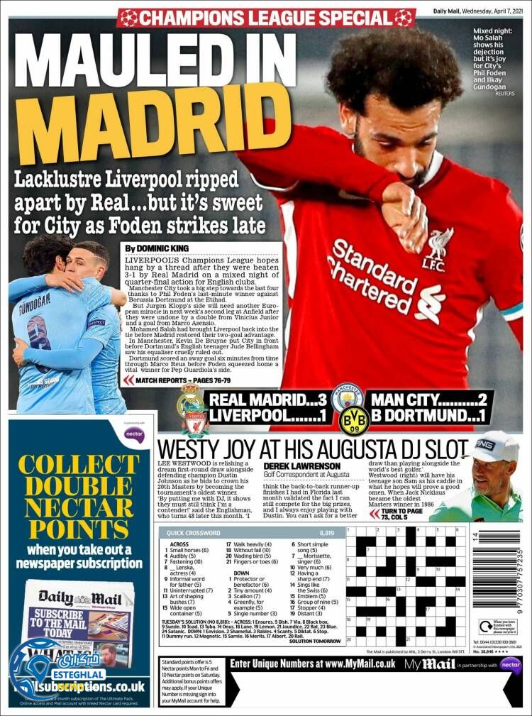 روزنامه ورزشی مایل اسپورت چهارشنبه 18 فروردین 1400