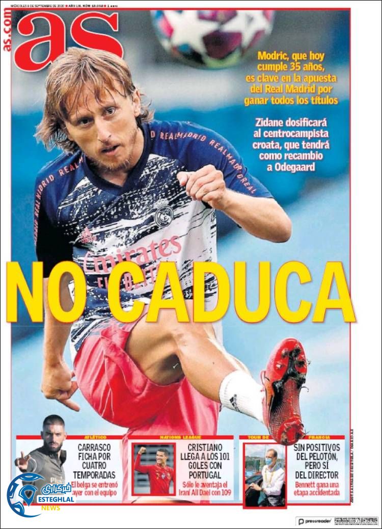 روزنامه ورزشی آاس چهارشنبه 19 شهریور 1399