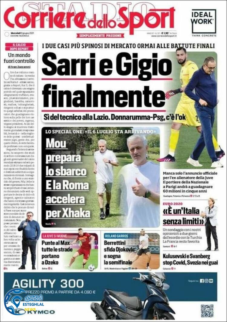 روزنامه ورزشی کوریره دلو اسپورت چهارشنبه 19 خرداد 1400