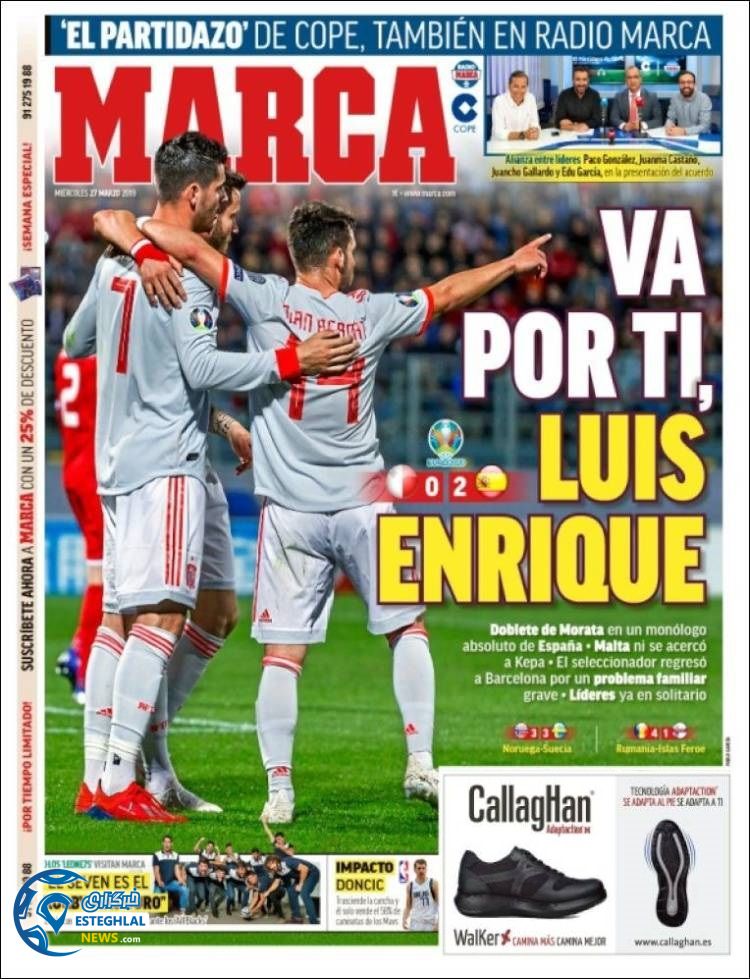 روزنامه ورزشی مارکا چهارشنبه 7 فروردین 1398