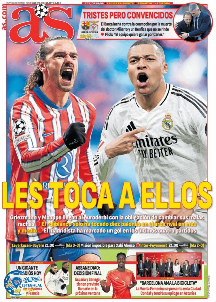 روزنامه  ورزشی آ اس سه شنبه 21 اسفند 1403 