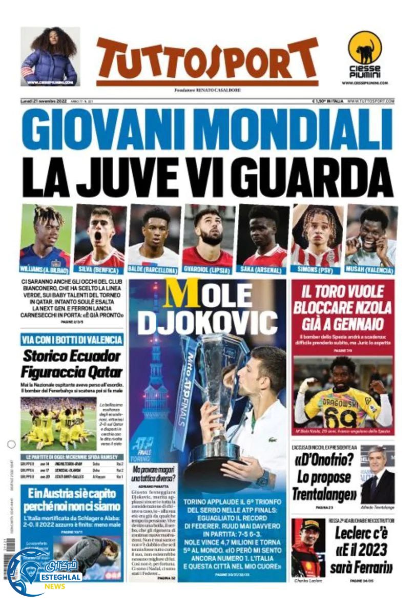 روزنامه ورزشی  توتو اسپورت دوشنبه 30 آبان 1401 