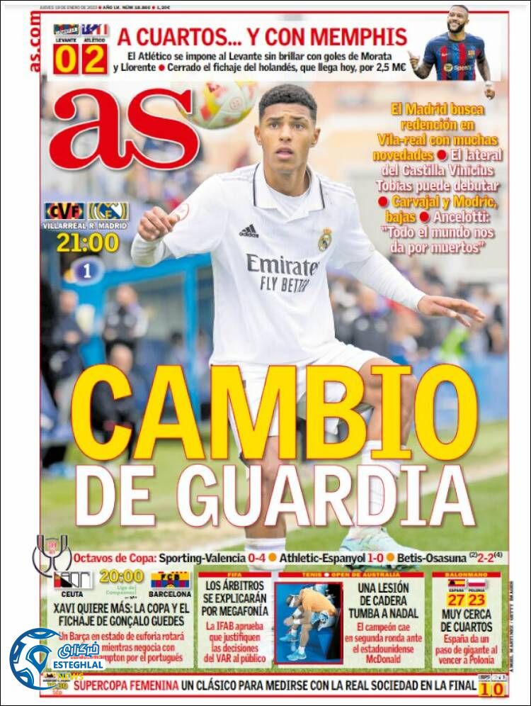 روزنامه ورزشی آ اس پنجشنبه 29 دی 1401 