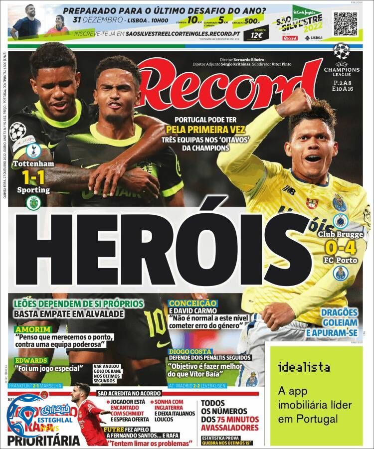 روزنامه ورزشی رکورد پنجشنبه 5 آبان 1401 