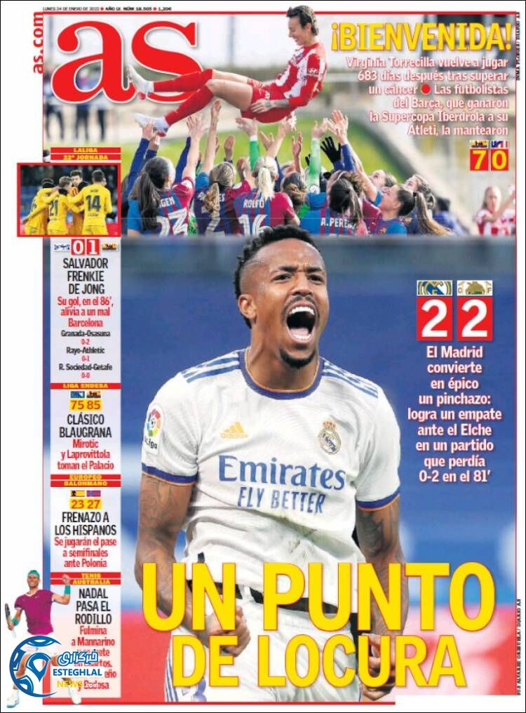 روزنامه ورزشی آ اس دوشنبه 4 بهمن 1400