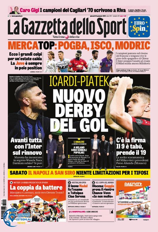 روزنامه ورزشی گاتزتا دلو اسپورت پنجشنبه 4 بهمن 1397