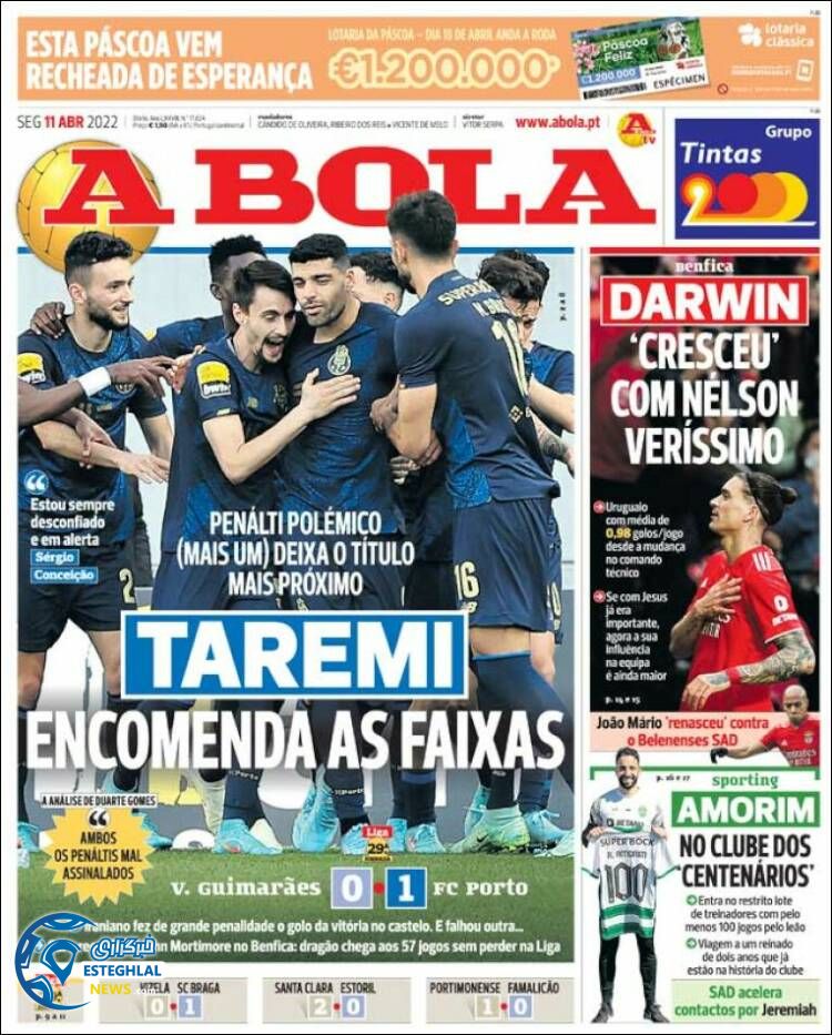 روزنامه ورزشی آبولا دوشنبه 22 فروردین 1401