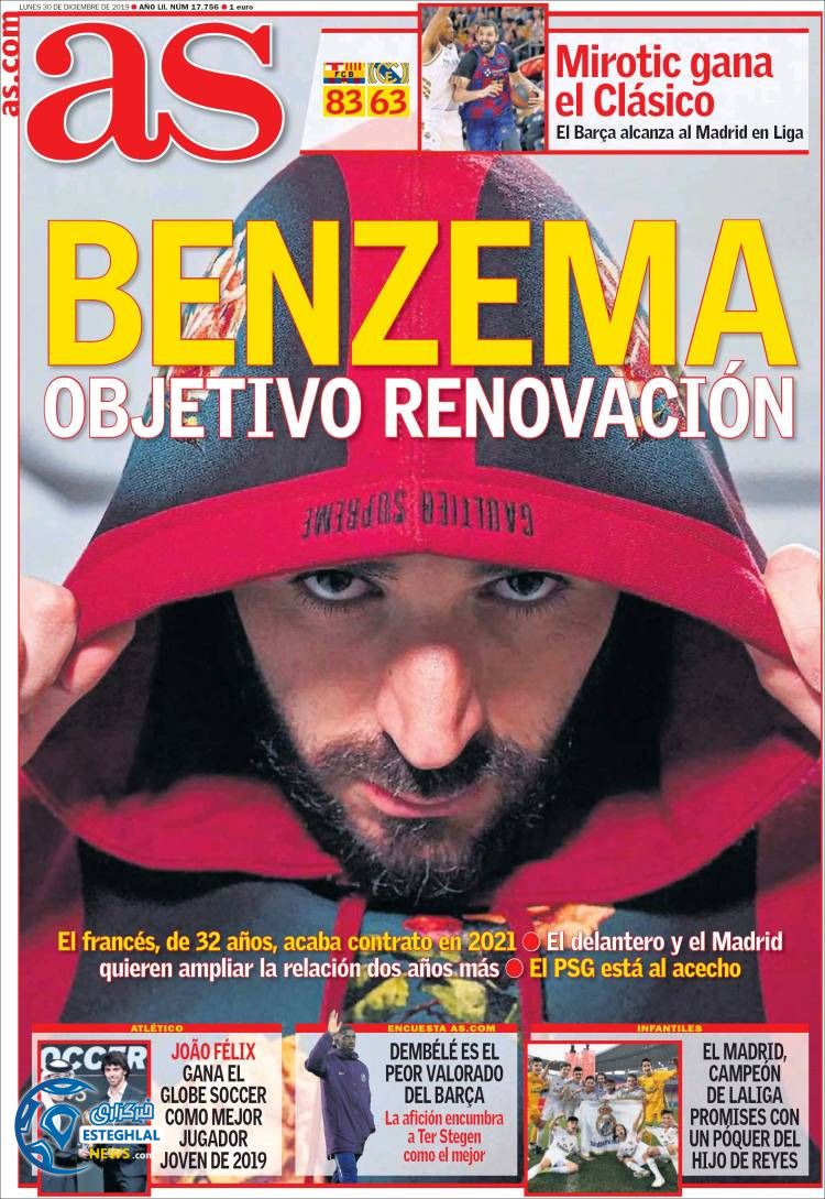 روزنامه ورزشی آاس دوشنبه 9 دی 1398