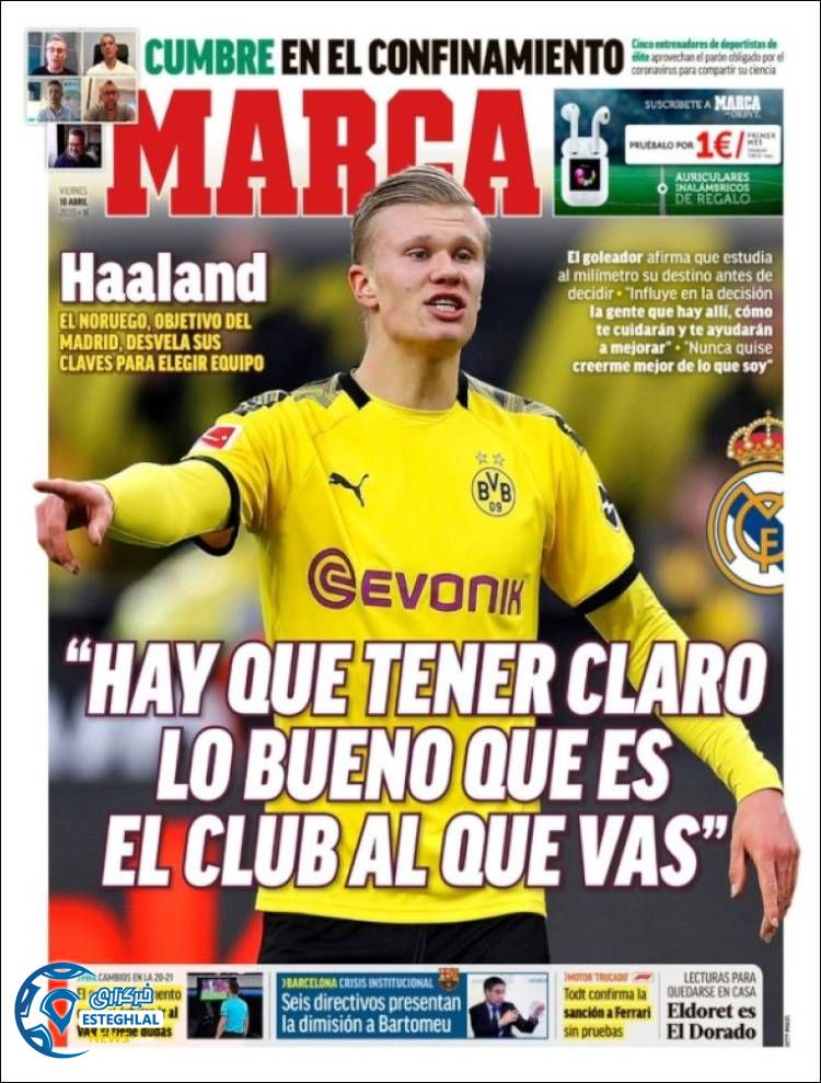 روزنامه ورزشی مارکا جمعه 22 فروردین 1399