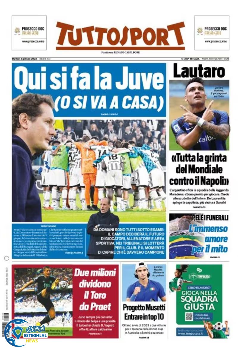 روزنامه ورزشی توتو اسپورت سه شنبه 13 دی 1401 