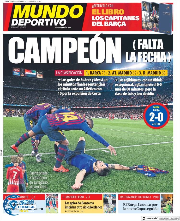 روزنامه ورزشی موندو دپورتیوو یکشنبه 18 فروردین 1398