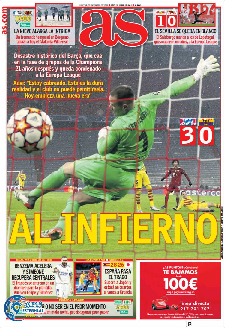 روزنامه ورزشی آ اس پنجشنبه 18 آذر 1400