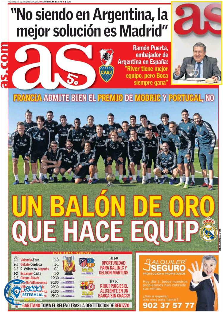 روزنامه ورزشی آ اس چهارشنبه 14 آذر 1397