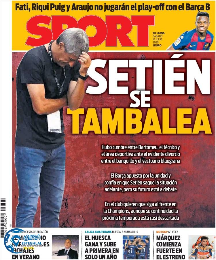 روزنامه ورزشی اسپورت شنبه 28 تیر 1399