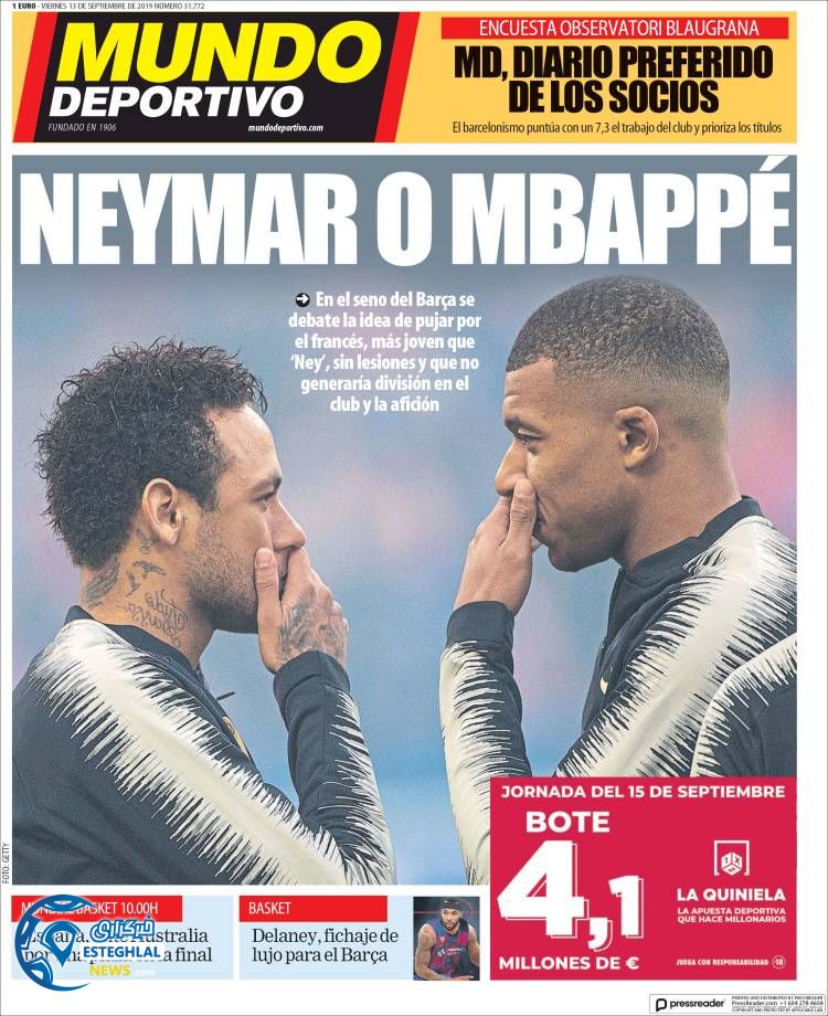 روزنامه ورزشی موندو دپورتیوو جمعه 22 شهریور 1398