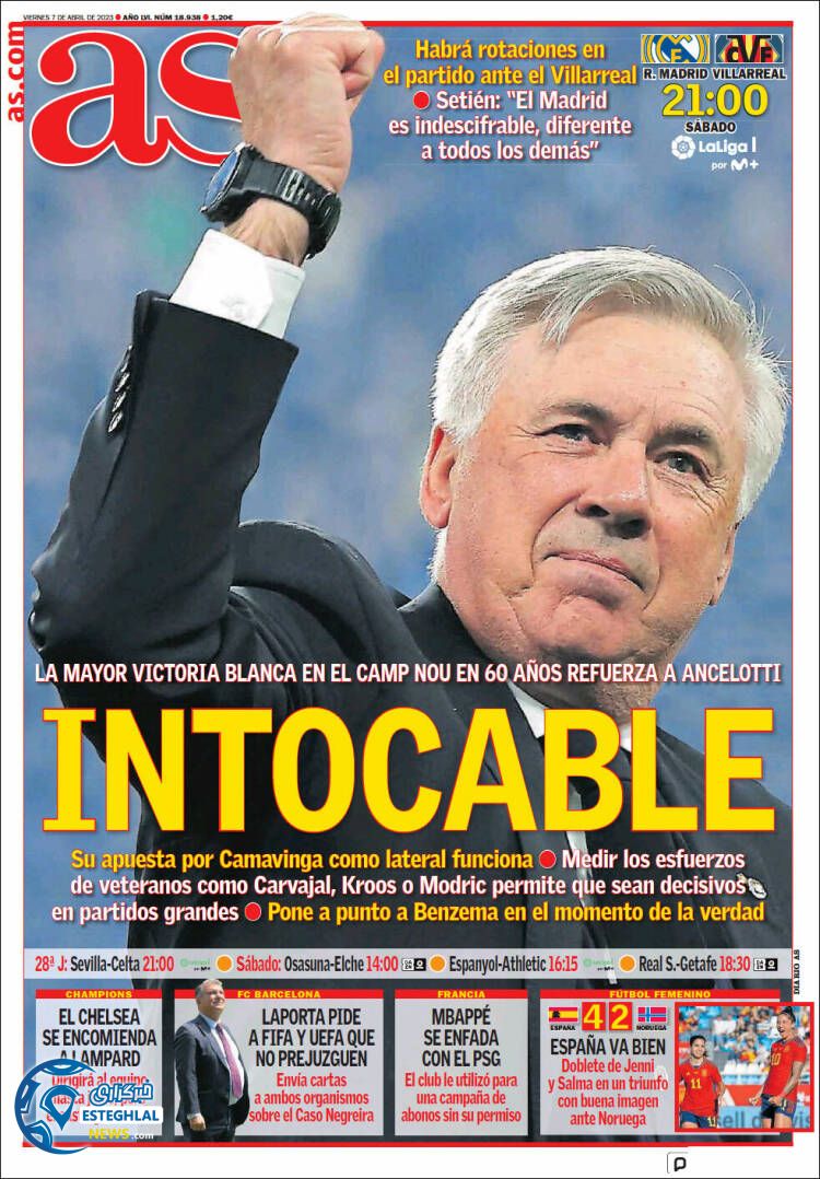 روزنامه ورزشی آ اس جمعه 18 فروردین 1402 