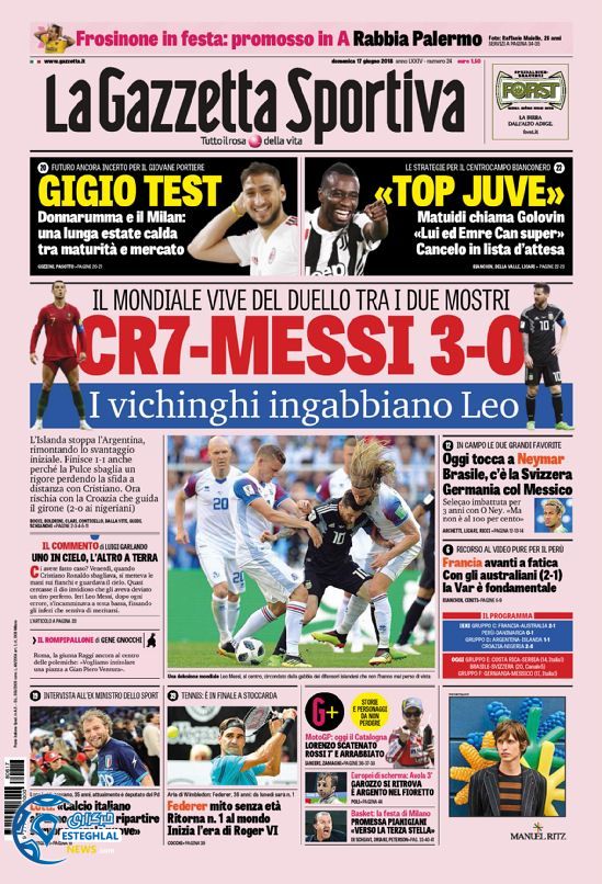 روزنامه گاتزتا دلو اسپورت یکشنبه 27 خرداد 1397