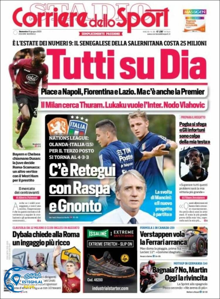 روزنامه ورزشی کوریره دلو اسپورت یکشنبه 28 خرداد 1402 