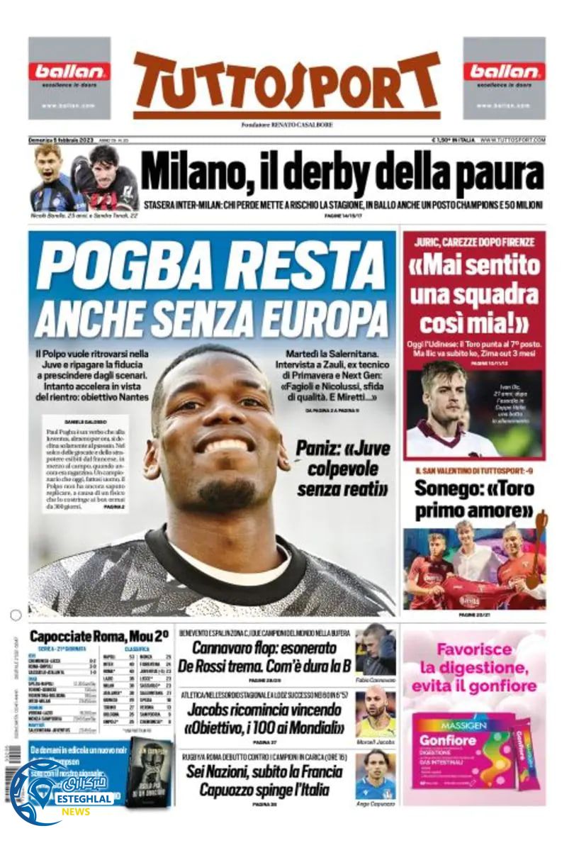 روزنامه ورزشی توتو اسپورت یکشنبه 16 بهمن 1401 