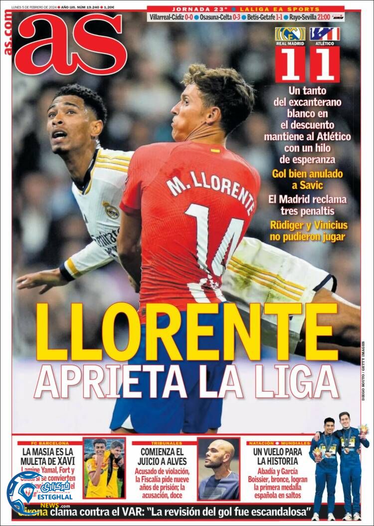 روزنامه ورزشی آ اس دوشنبه 16 بهمن 1402 