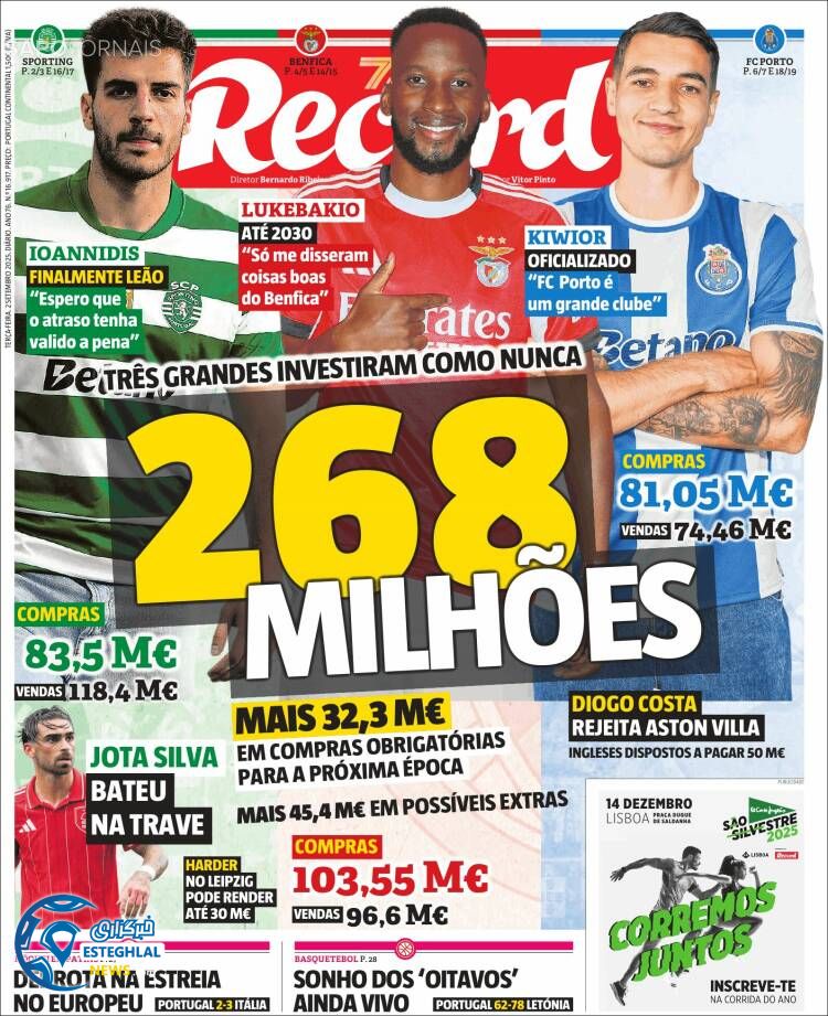 روزنامه ورزشی رکورد سه شنبه 11 شهریور 1404  