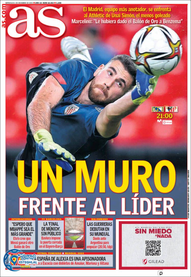 روزنامه ورزشی آ اس چهارشنبه 10 آذر 1400