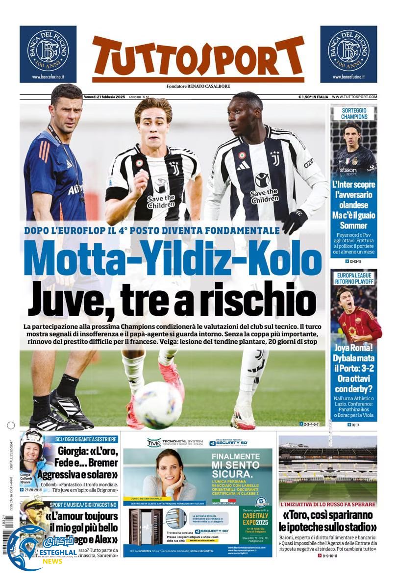 روزنامه  ورزشی توتو اسپورت جمعه 3 اسفند 1403 