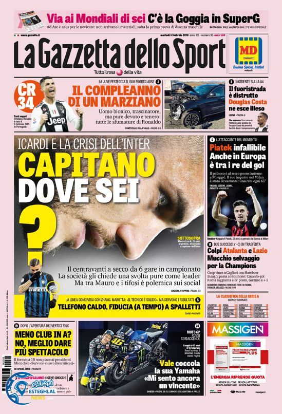 روزنامه ورزشی گاتزتا دلو اسپورت سه شنبه 16 بهمن 1397