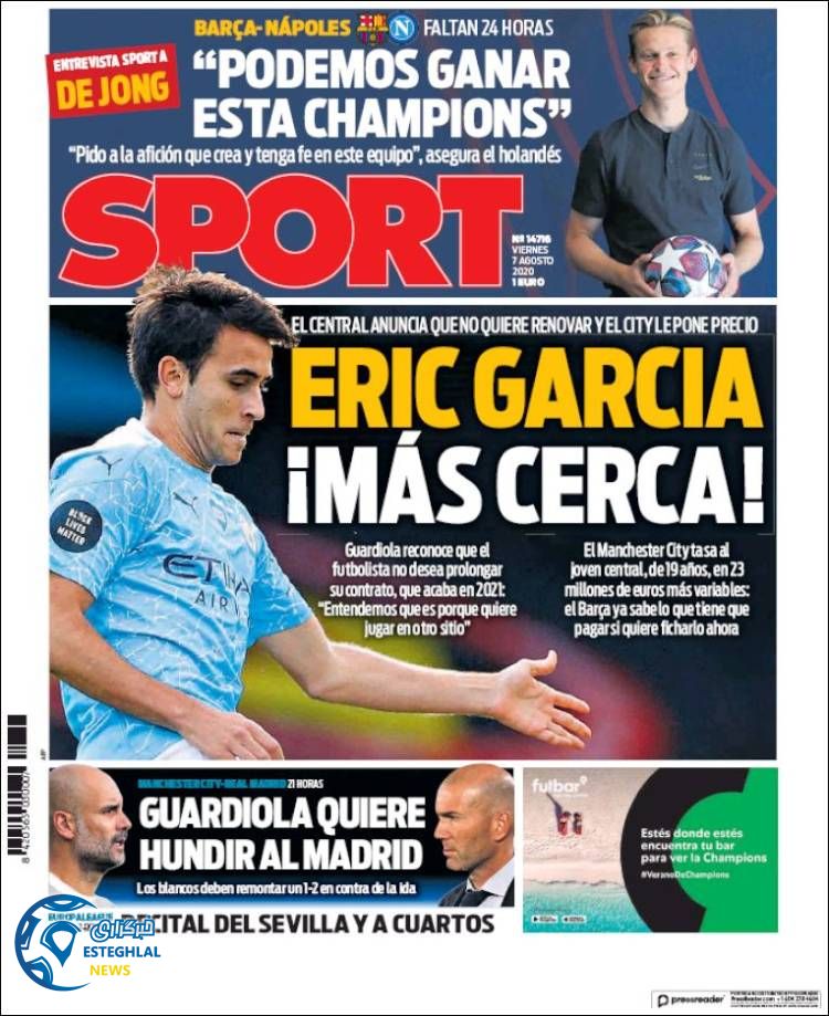 روزنامه ورزشی اسپورت جمعه 17 مرداد 1399