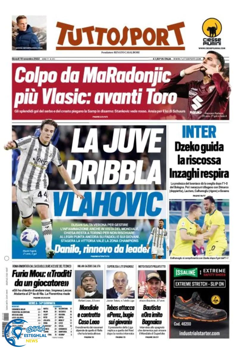 روزنامه ورزشی توتو اسپورت پنجشنبه 19 آبان 1401 