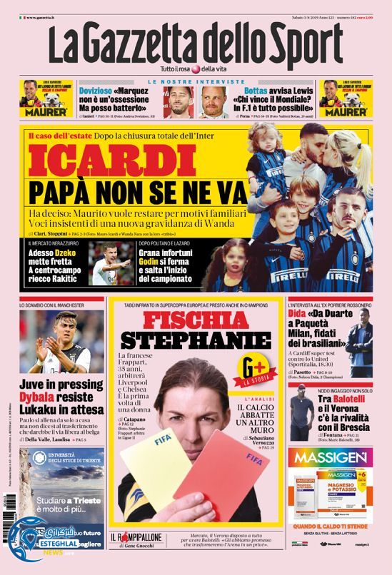 روزنامه ورزشی گاتزتا دلو اسپورت شنبه 12 مرداد 1398