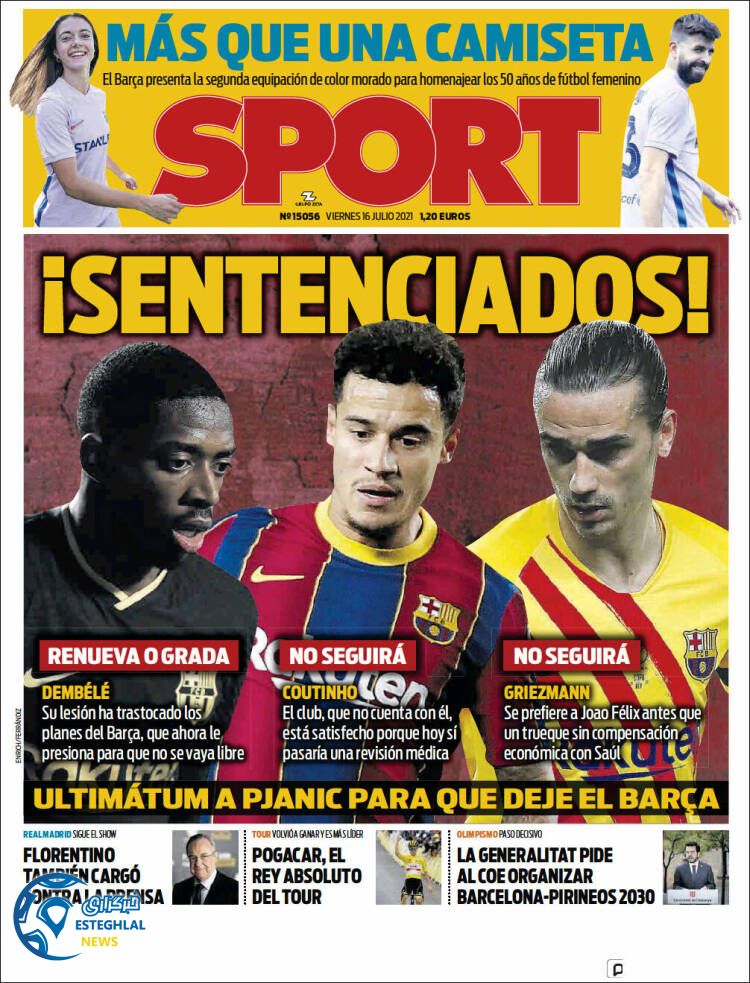 روزنامه ورزشی اسپورت جمعه 25 تیر 1400