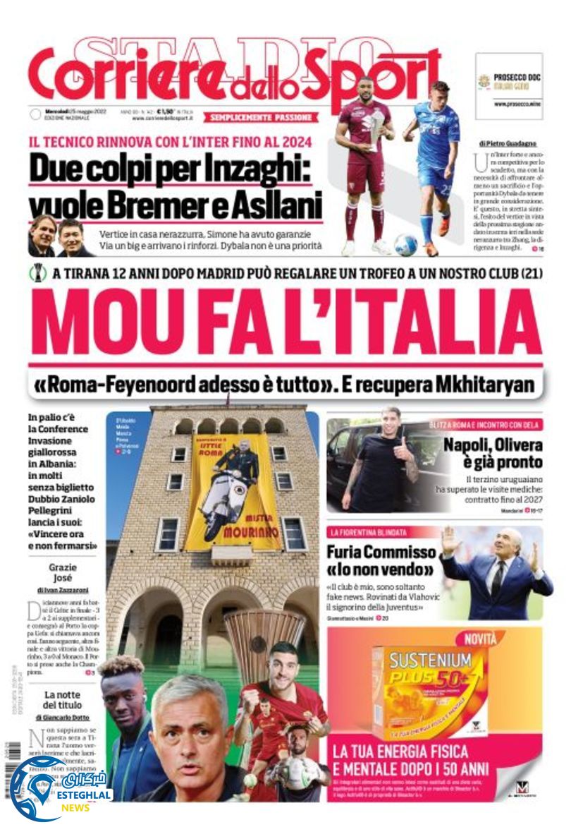 روزنامه ورزشی کوریره دلو اسپورت چهارشنبه 4 خرداد 1401