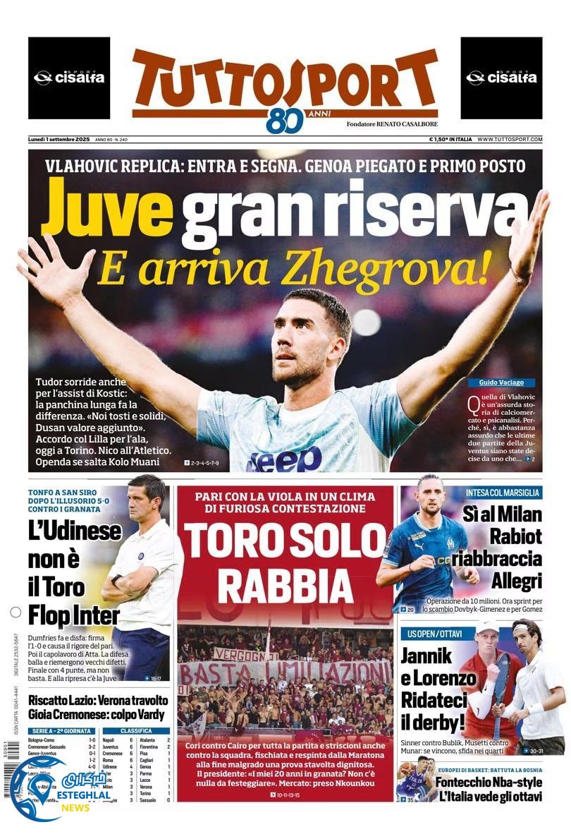 روزنامه ورزشی توتو اسپورت دوشنبه 10 شهریور 1404 