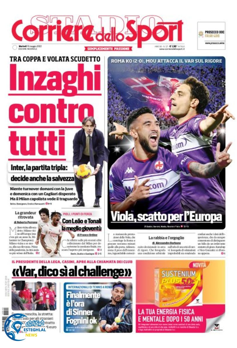 روزنامه ورزشی کوریره دلو اسپورت سه شنبه 20 اردیبهشت 1401