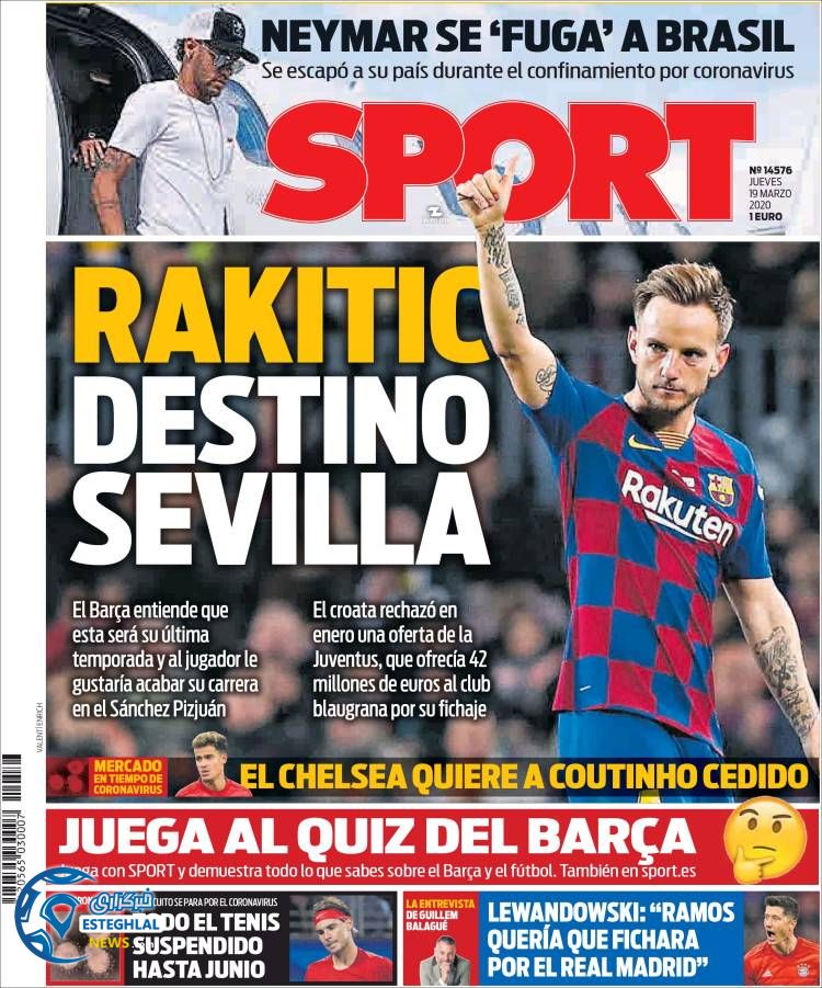 روزنامه ورزشی اسپورت پنجشنبه 29 اسفند 1398