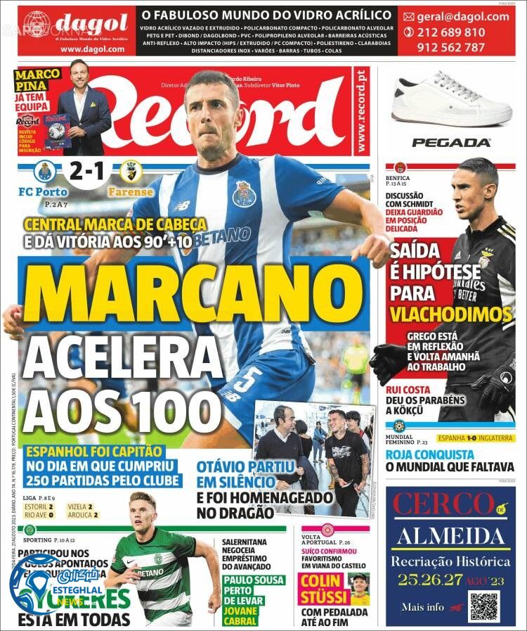 روزنامه ورزشی رکورد دوشنبه 30 مرداد 1402