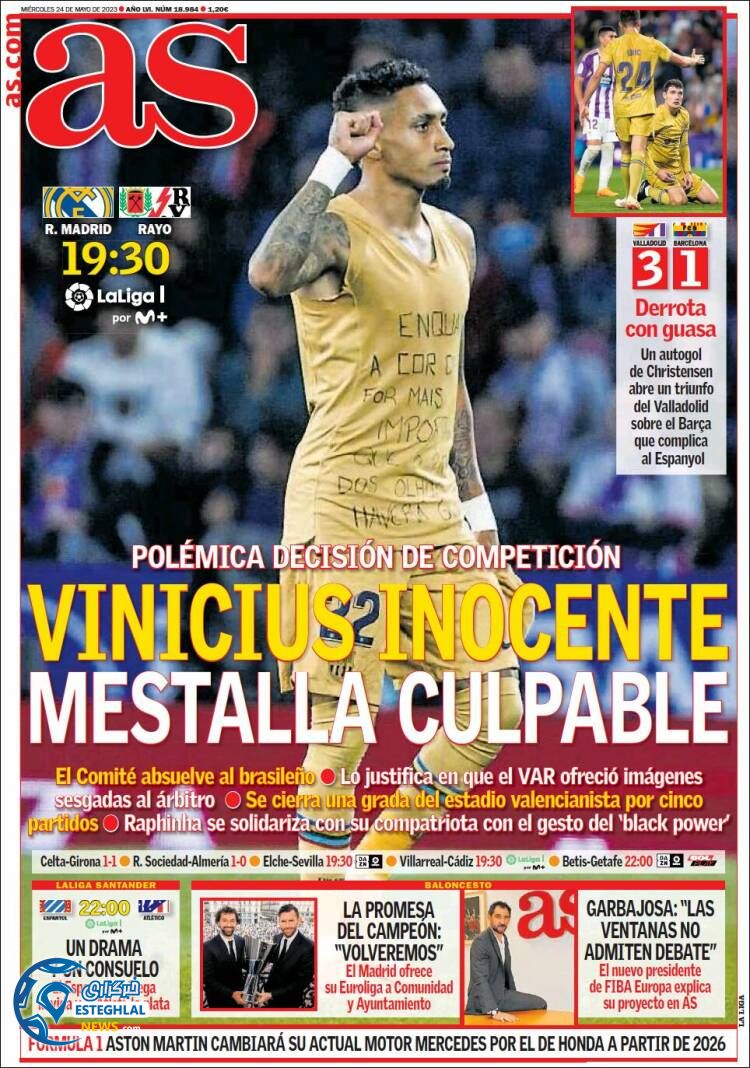 روزنامه ورزشی آ اس چهارشنبه 3 خرداد 1402 