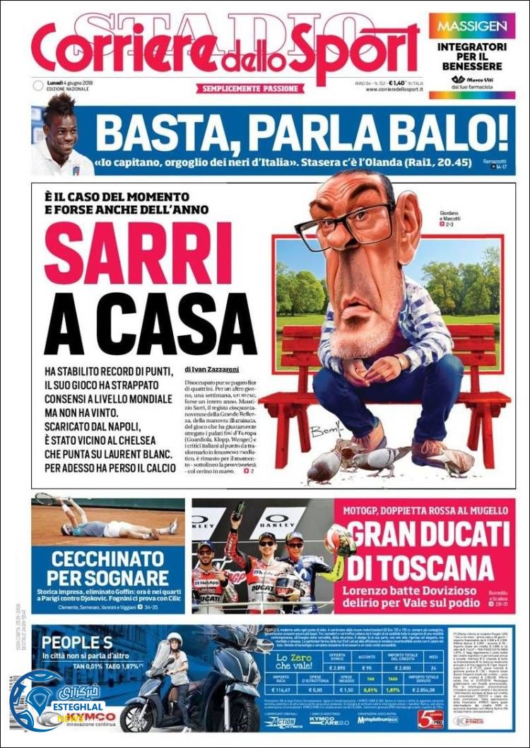 روزنامه ورزشی کوریره دلو اسپورت دوشنبه 14 خرداد 1397