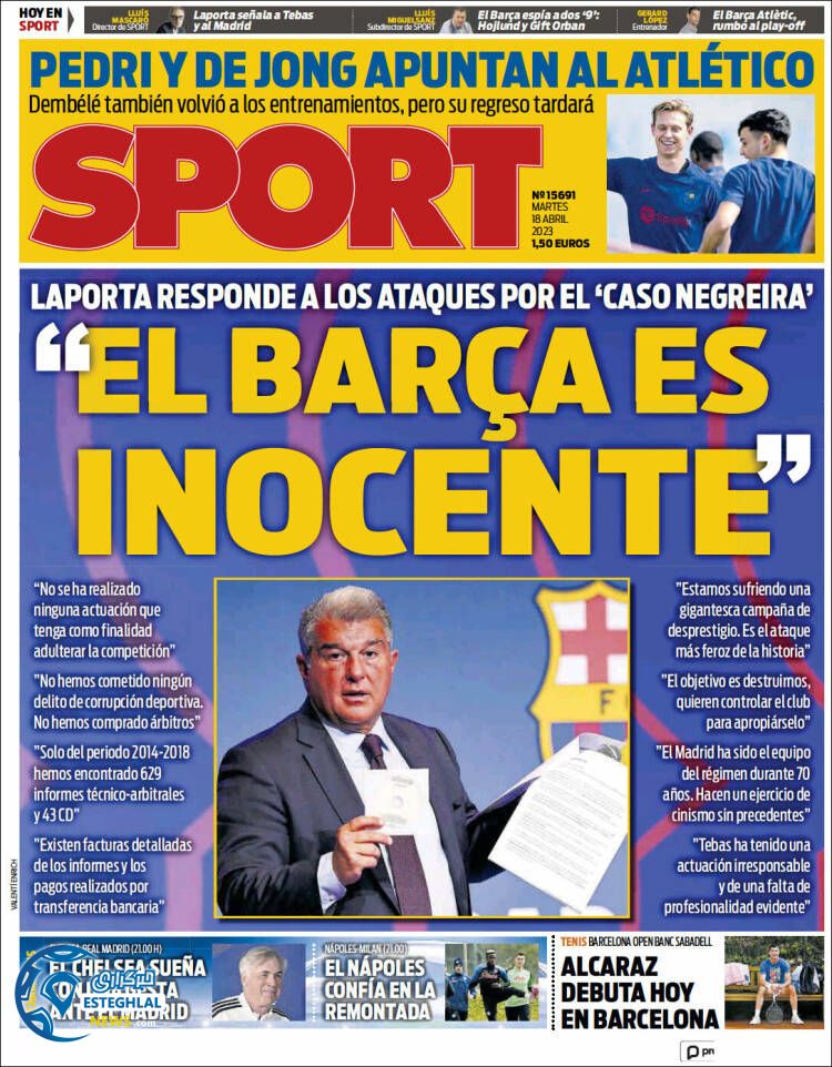 روزنامه ورزشی  اسپورت سه شنبه 29 فروردین 1402 