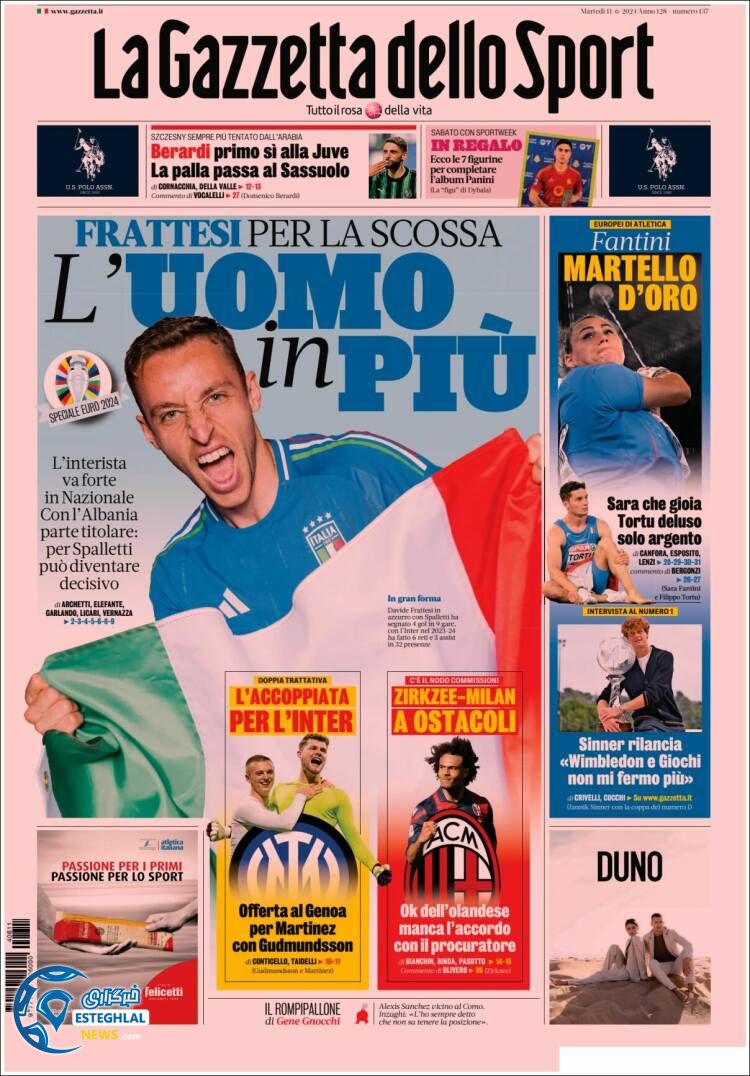 روزنامه ورزشی گاتزتا دلو اسپورت سه شنبه 22 خرداد 1403 