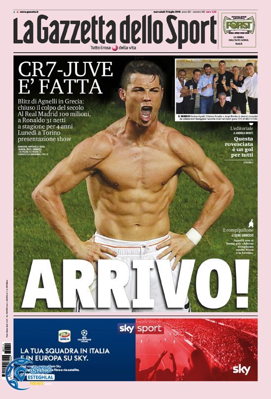 روزنامه گاتزتا دلو اسپورت چهارشنبه 20 تیر 1397