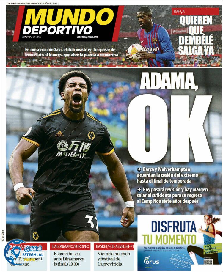 روزنامه ورزشی موندو دپورتیوو جمعه 8 بهمن 1400