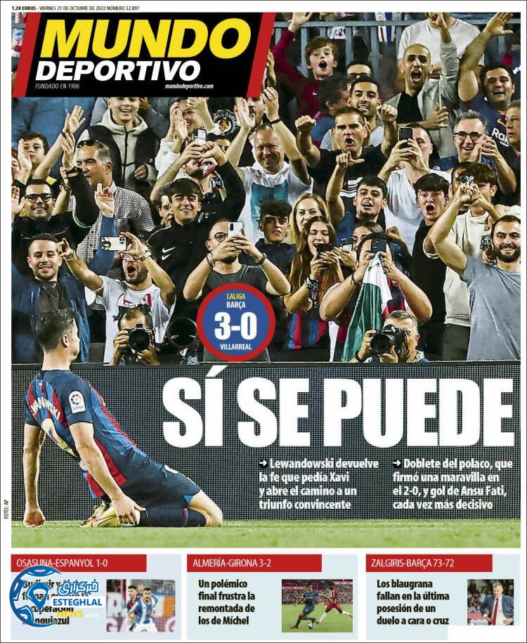 روزنامه  ورزشی موندو دپورتیوو جمعه 29 مهر 1401 