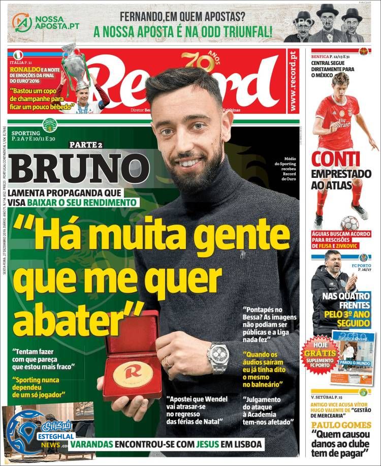 روزنامه ورزشی رکورد جمعه 6 دی 1398