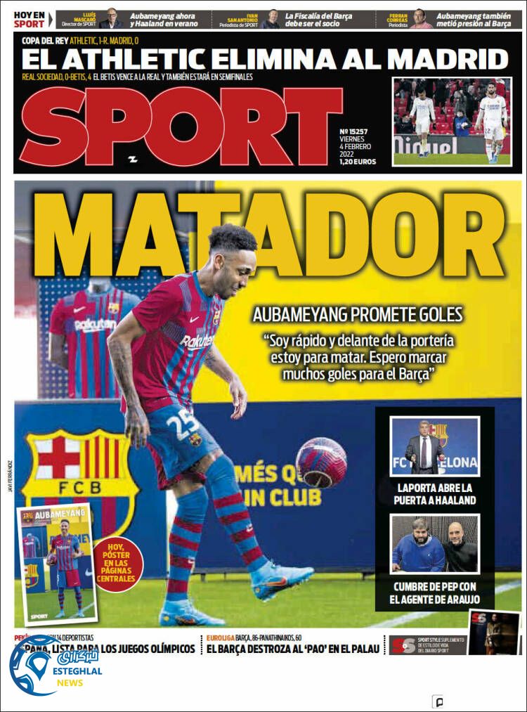 روزنامه ورزشی اسپورت جمعه 15 بهمن 1400