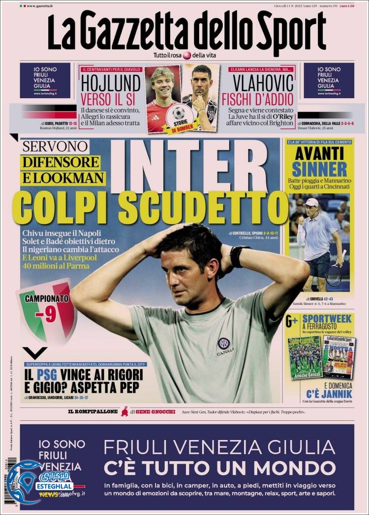 روزنامه ورزشی گاتزتا دلو اسپورت پنجشنبه 23 مرداد 1404 