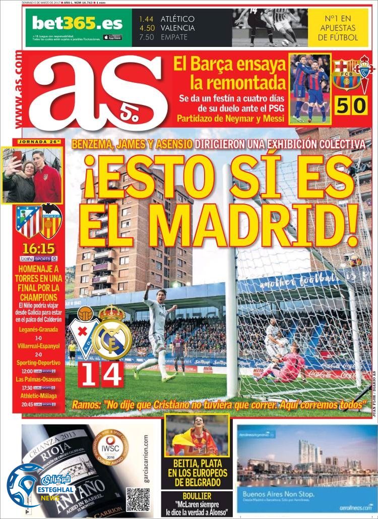 روزنامه های ورزشی جهان 15 اسفند