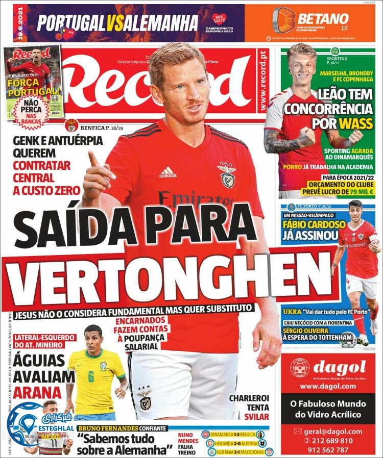 روزنامه ورزشی رکورد جمعه 28 خرداد 1400